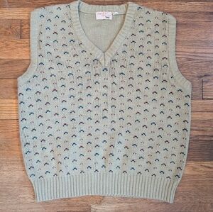 Vintage Mens Sweater Vest The Fox Collection Grandpa Core  Tan Birdseye Design